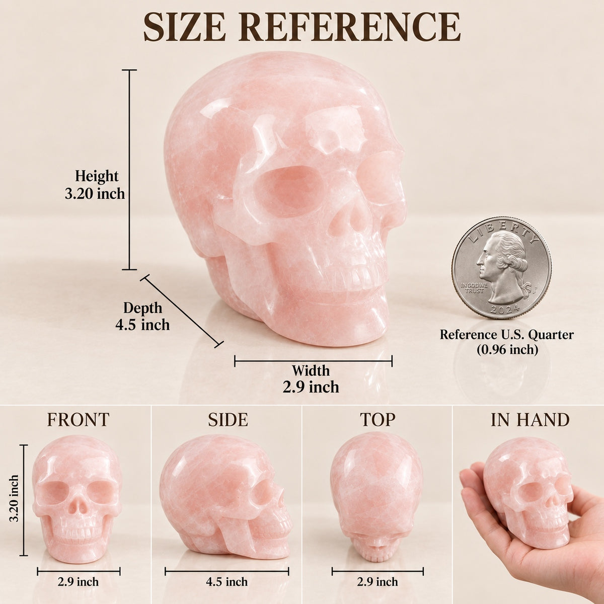 4.5-inch Rose Quartz Skull