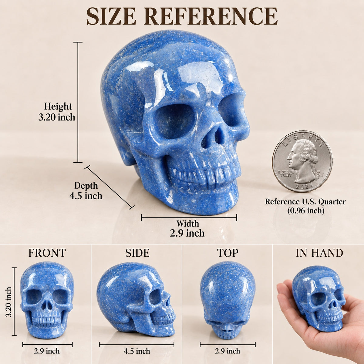 4.5-inch Blue Aventurine Skull