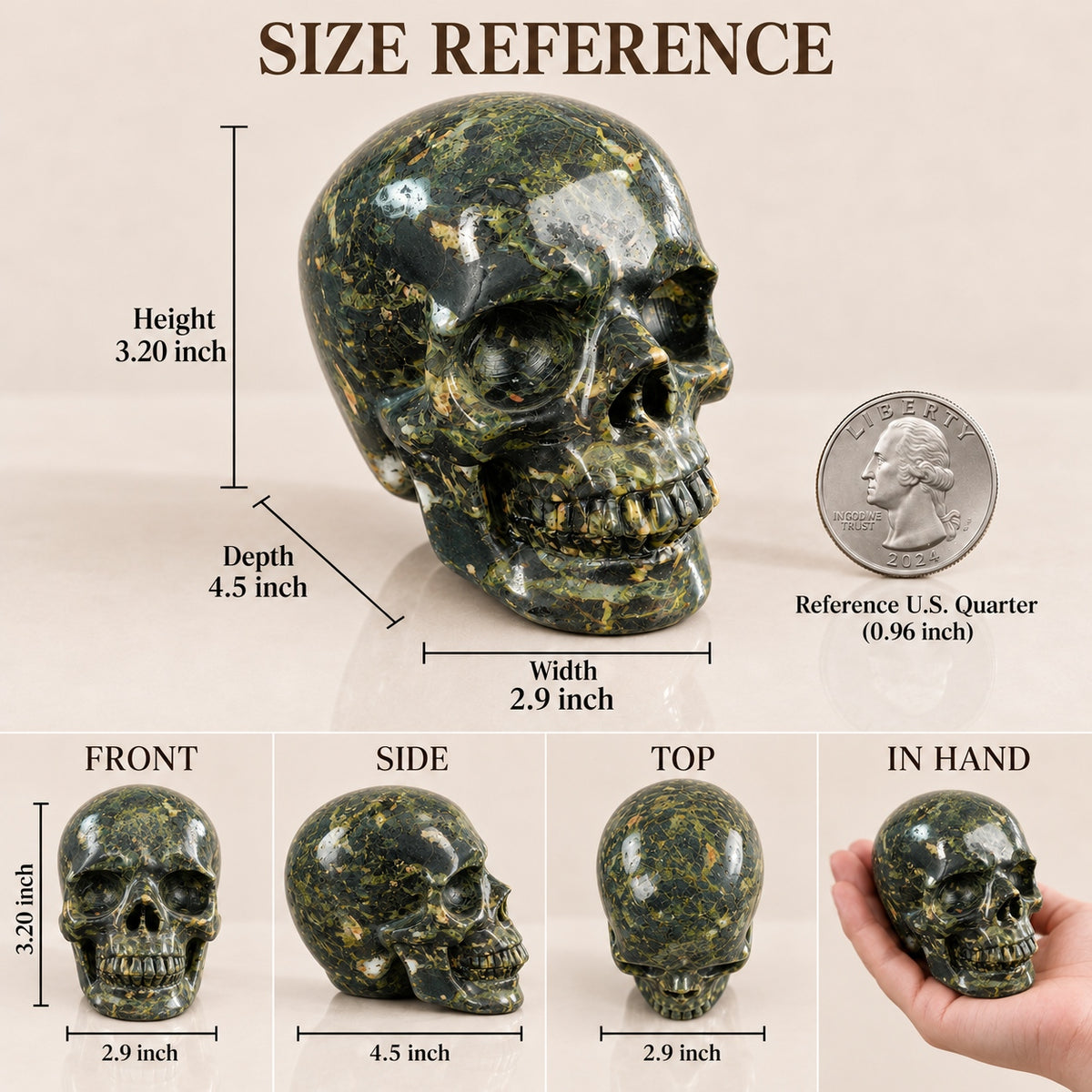 4.5-inch Plum Blossom Jade Skull