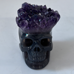 3 inch Amethyst Cluster Crown Crystal Skull - Natural Crystal — view 7