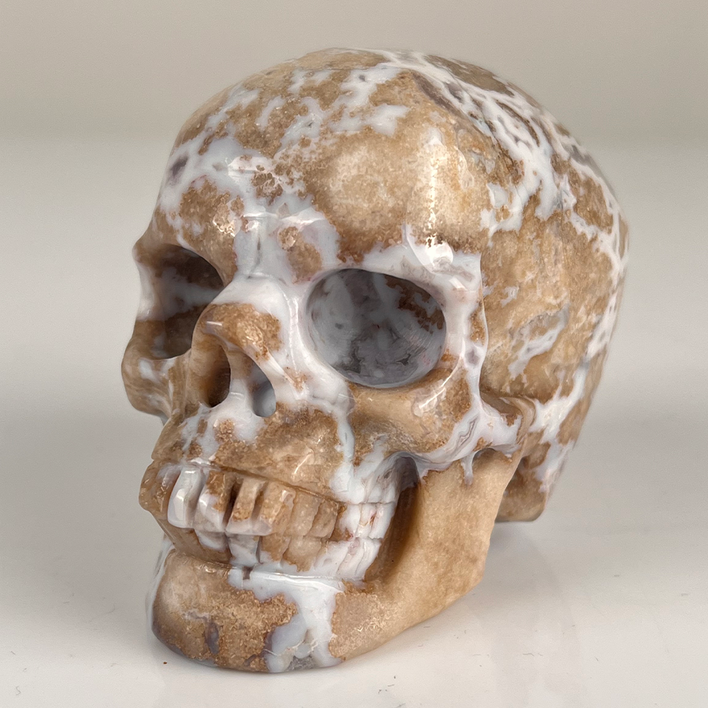 3 Inch Blue Flower Agate Crystal Skull — view 6