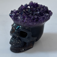 3 inch Amethyst Cluster Crown Crystal Skull - Natural Crystal — view 6