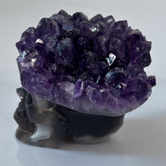 3 inch Amethyst Cluster Crown Crystal Skull - Natural Crystal — view 4