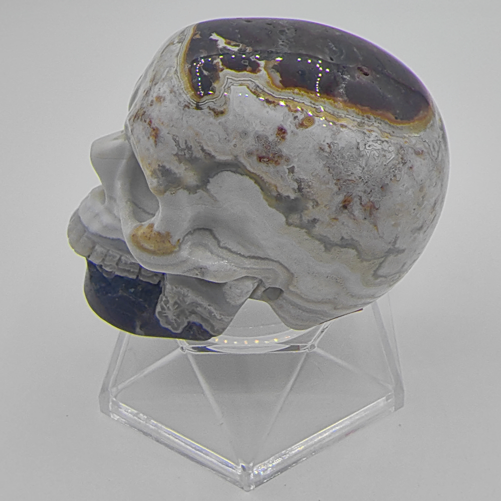 3 Inch Red Crazy Lace Agate Crystal Skull — view 4
