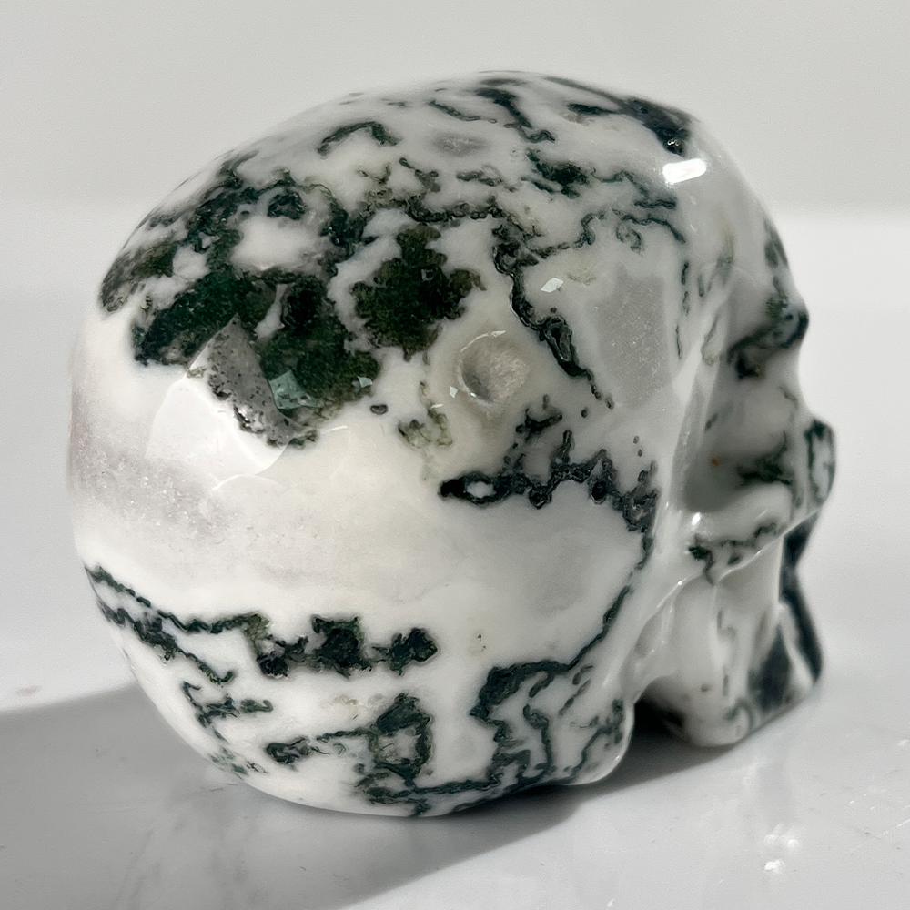 3 Inch Moss Agate Crystal Skull — view 3