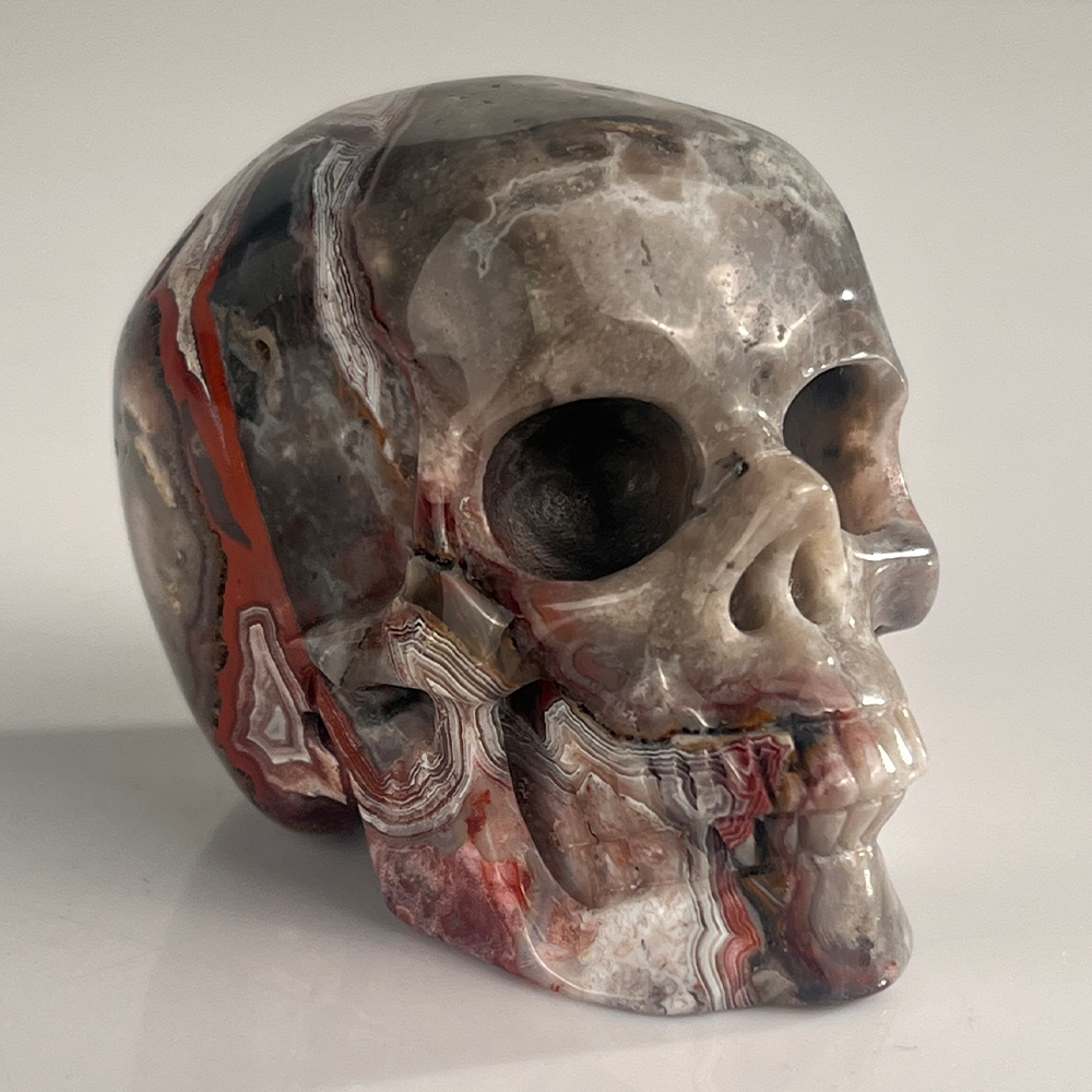 2 Inch Red Crazy Lace Agate Crystal Skull – Skull — view 2