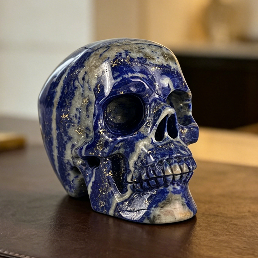 4.5 inch Lapis Lazuli Crystal Skull — view 3