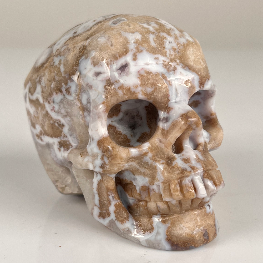 3 Inch Blue Flower Agate Crystal Skull — view 2