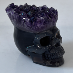 3 inch Amethyst Cluster Crown Crystal Skull - Natural Crystal — view 2
