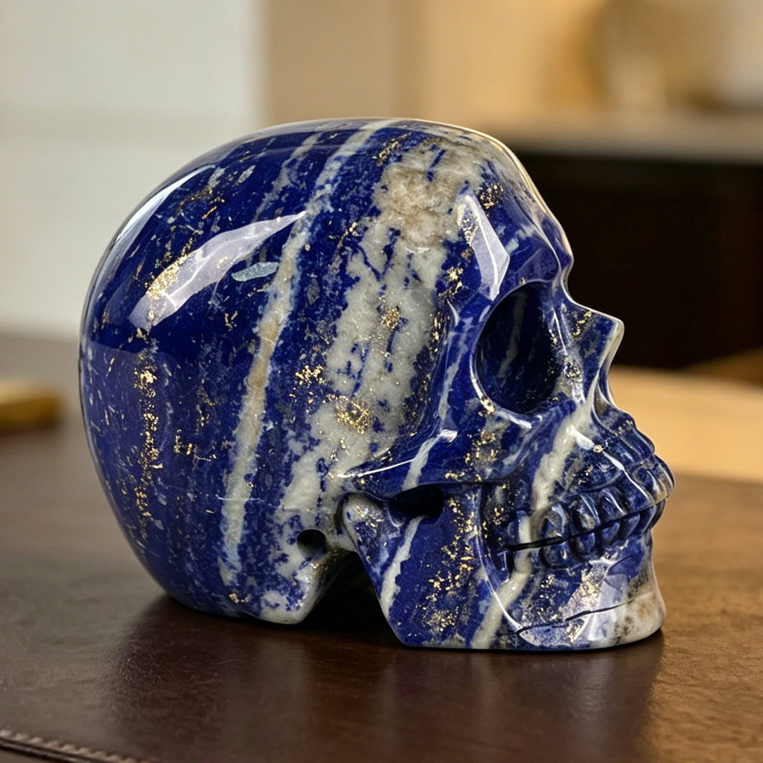 4.5 inch Lapis Lazuli Crystal Skull — view 4