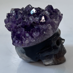 3 inch Amethyst Cluster Crown Crystal Skull - Natural Crystal — view 6