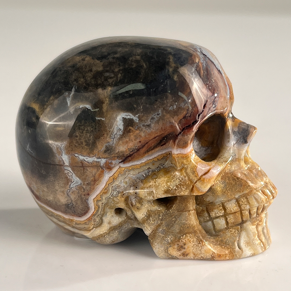 2 Inch Red Crazy Lace Agate Crystal Skull – Skull — view 3