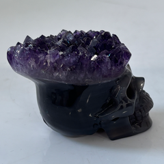 3 inch Amethyst Cluster Crown Crystal Skull - Natural Crystal — view 3