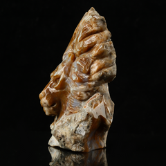 Yellow Chalcedony Lion Head Carving — view 6
