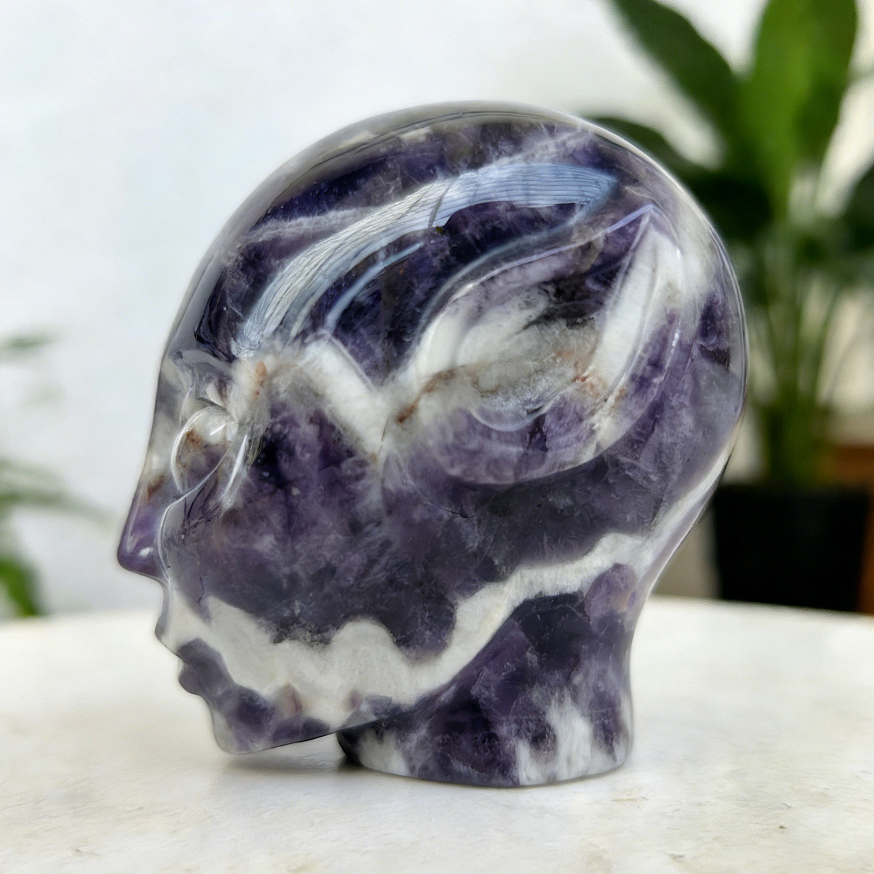 3.8 Inch Dream Amethyst Alien Crystal Skull – Chevron Amethyst — view 6