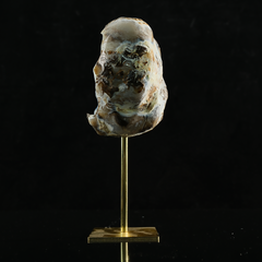 Blue Chalcedony Cave Carving Skull in Raw Crust — view 4