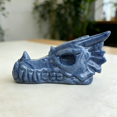 4.2 inch Blue Aventurine Chinese Dragon Skull - Natural Aventurine Carving — view 4