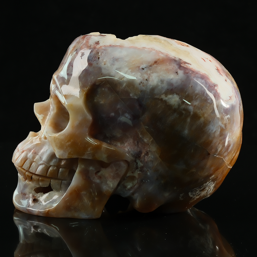 Yellow Chalcedony Geode Skull - Honey Gemstone — view 5
