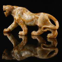 Yellow Chalcedony Leopard Carving — view 5