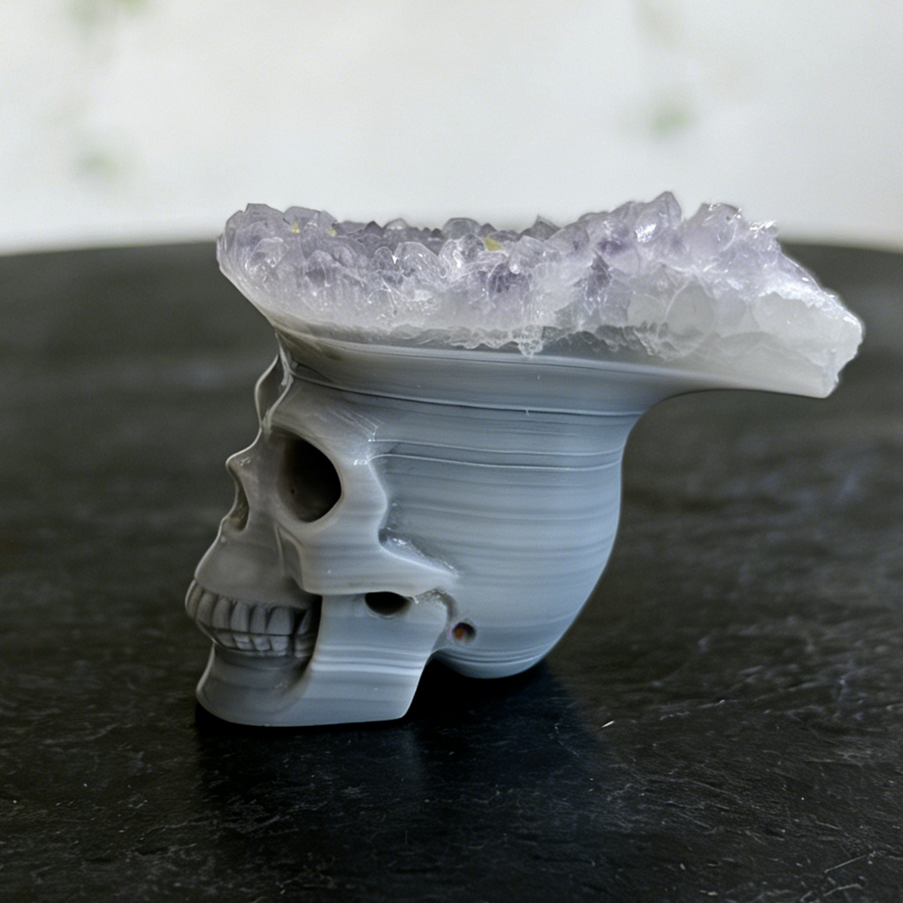 2.64 inch Amethyst Cluster Crown Crystal Skull - Natural Crystal — view 3