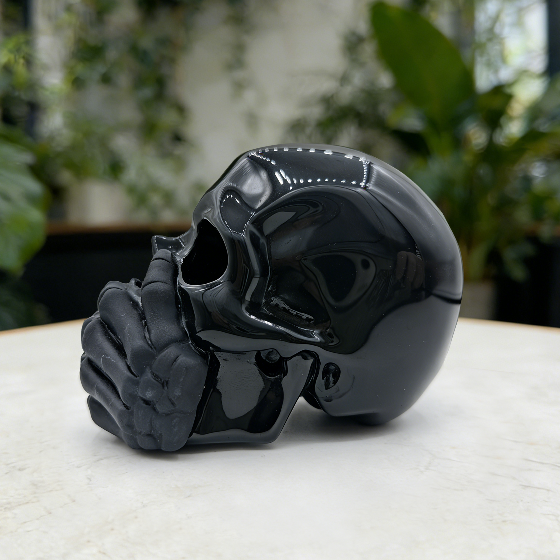 Speak No Evil Black Obsidian Skull — view 3