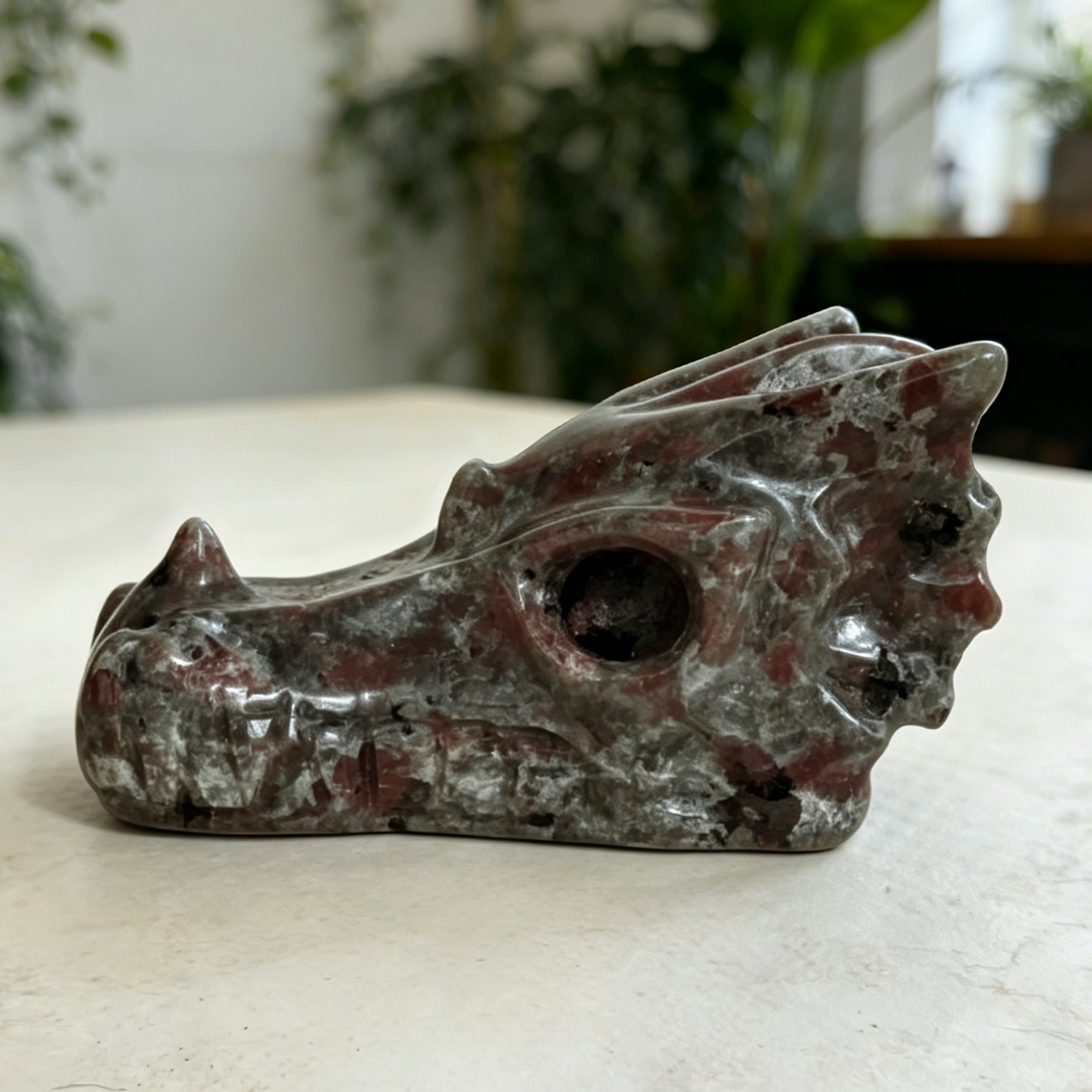 2 inch Yooperlite Chinese Dragon Skull - Natural Stone Sculpture — view 4