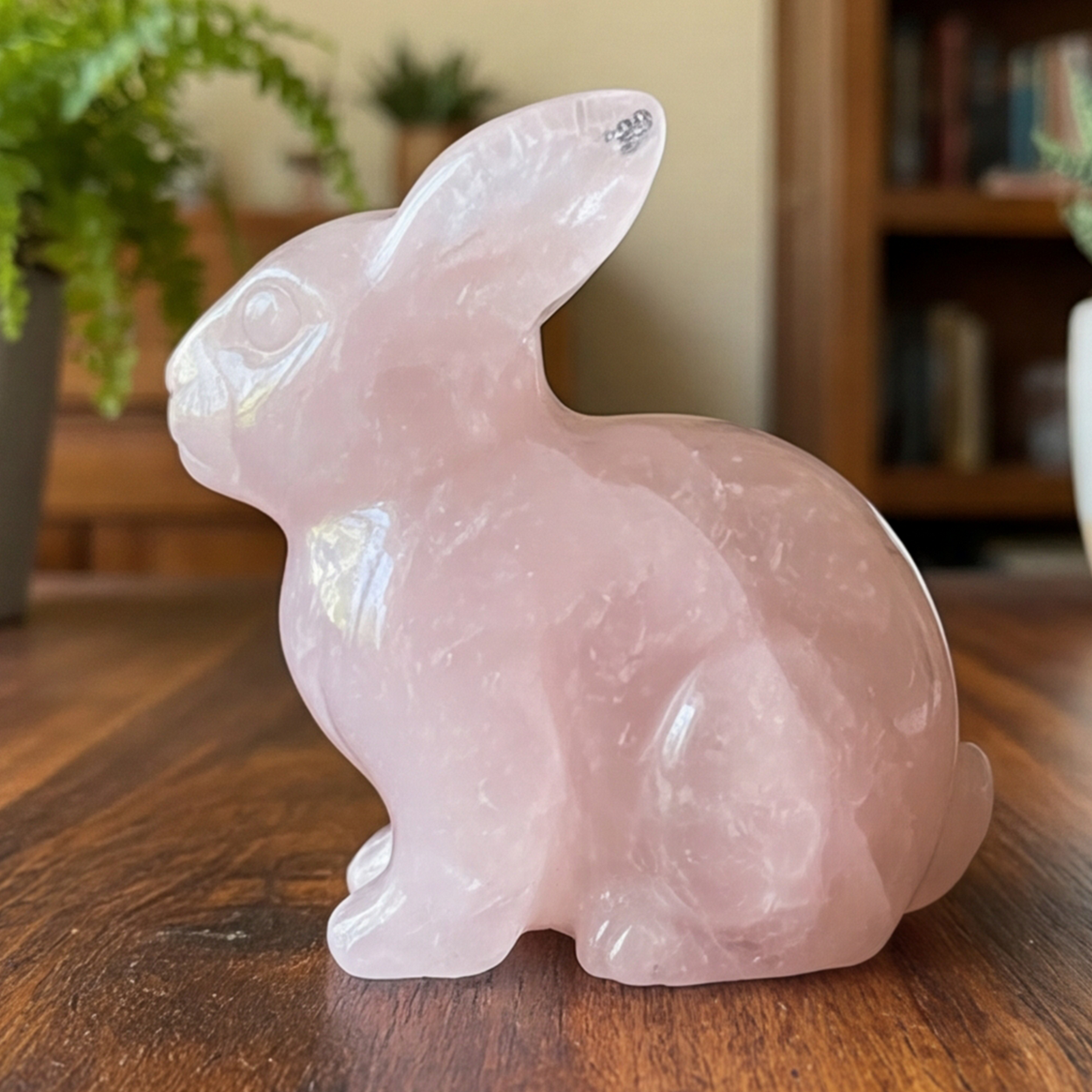 Rose Quartz Rabbit Carving - Natural Crystal — view 4