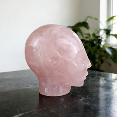 3.8 Inch Rose Quartz Alien Crystal Skull – Healing Stone — view 4
