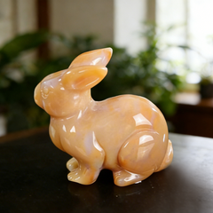 Yellow Chalcedony Rabbit Carving-Natural Stone Carving — view 5