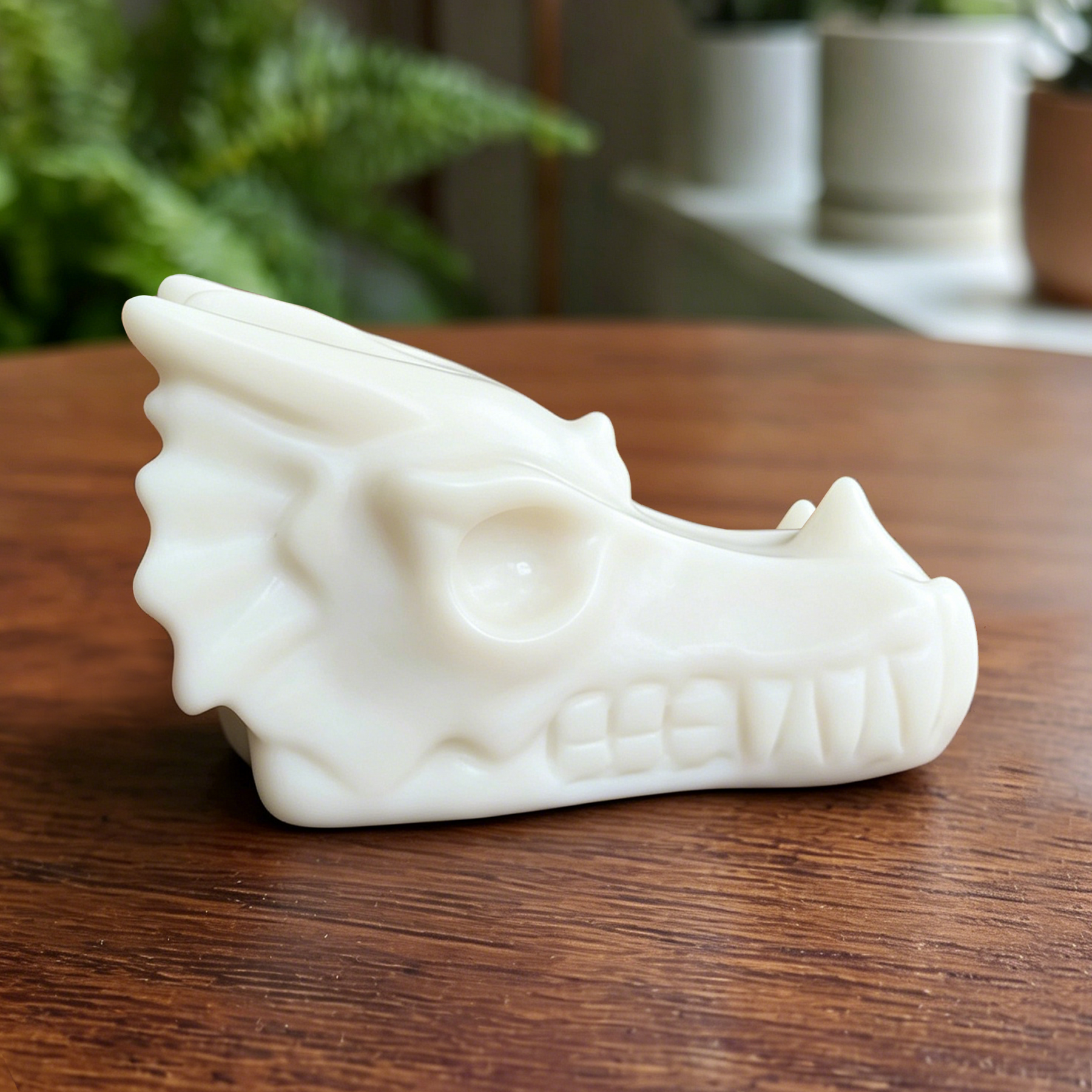 2 inch Ivory Jade Chinese Dragon Skull - Natural Jade Sculpture — view 6