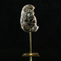 Blue Chalcedony Cave Carving Skull in Raw Crust — view 6