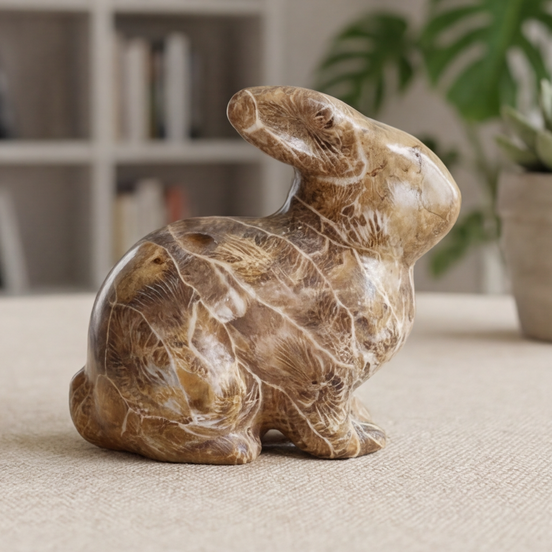 Coral Fossil Rabbit Carving – Natural Stone — view 3