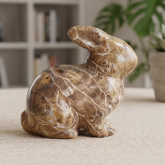 Coral Fossil Rabbit Carving – Natural Stone — view 3