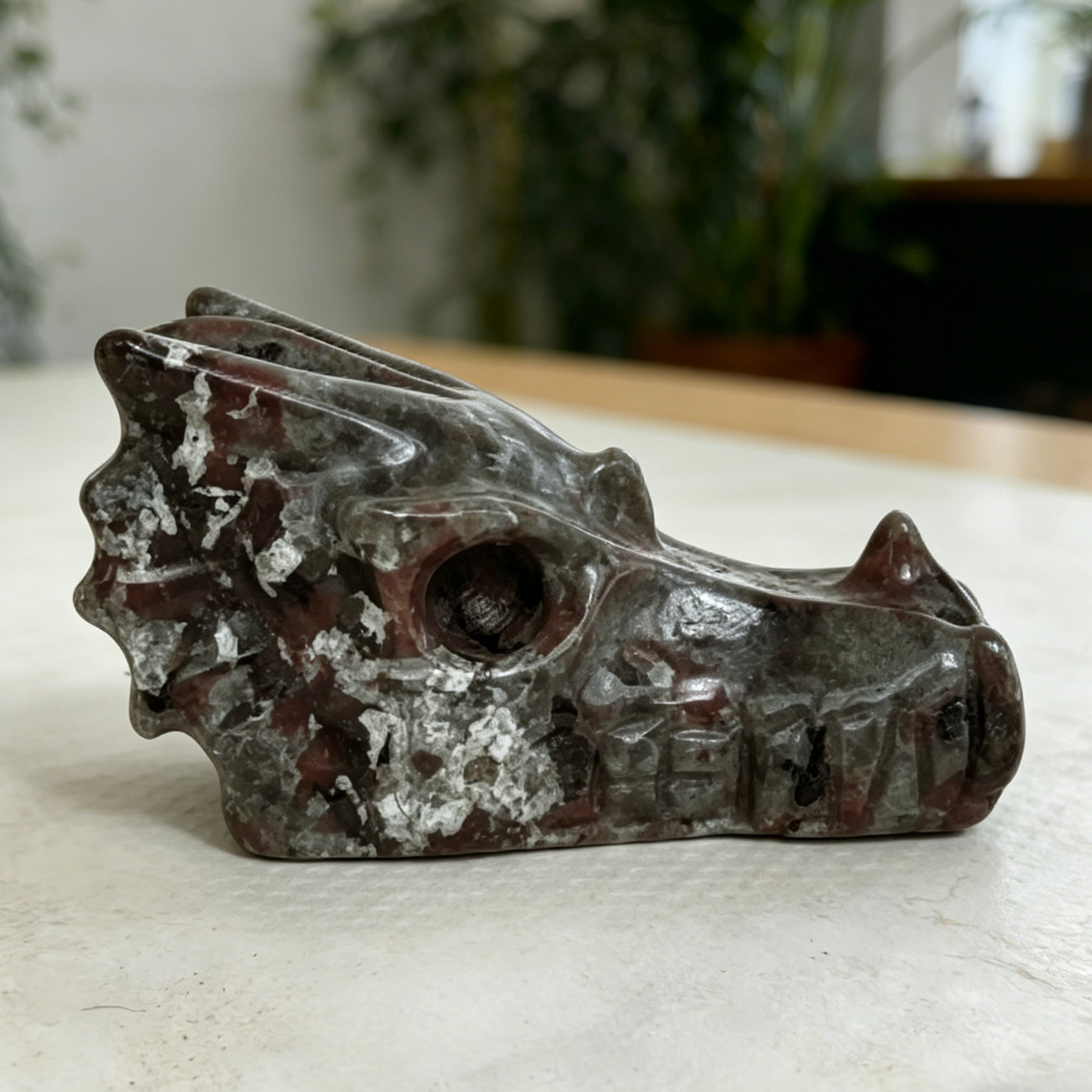 3 inch Yooperlite Chinese Dragon Skull - Natural Stone Sculpture — view 6