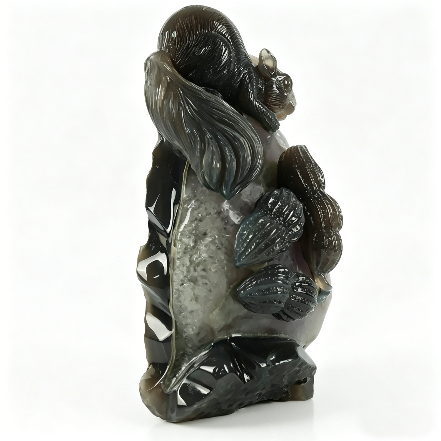 Amethyst Geode Cluster Squirrel Carving — view 6