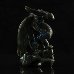 Labradorite Winged Dragon on Skull - Sculpture — view 6