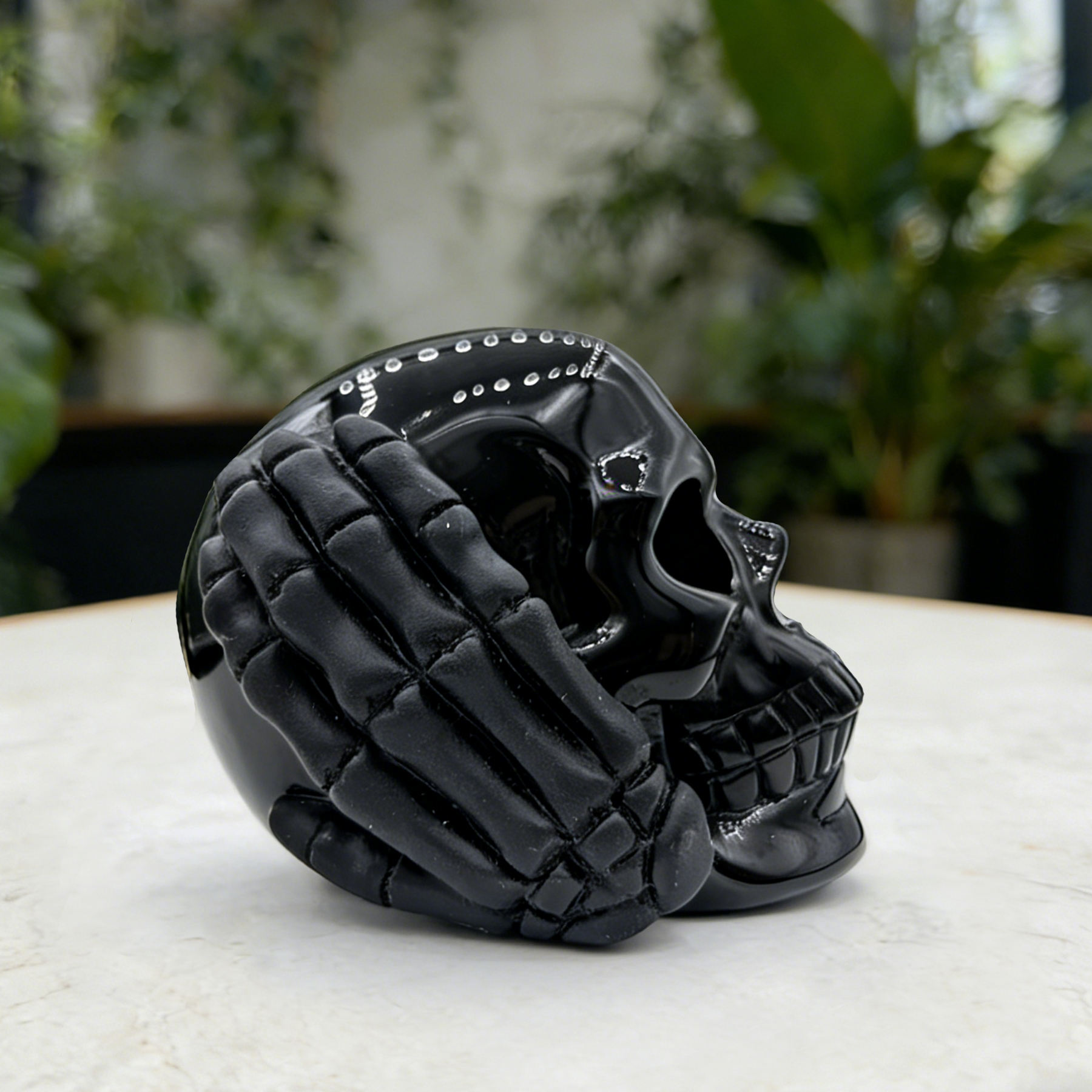 Hear No Evil Black Obsidian Skull — view 5