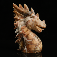 Yellow Chalcedony Dragon Head Sculpture — view 3