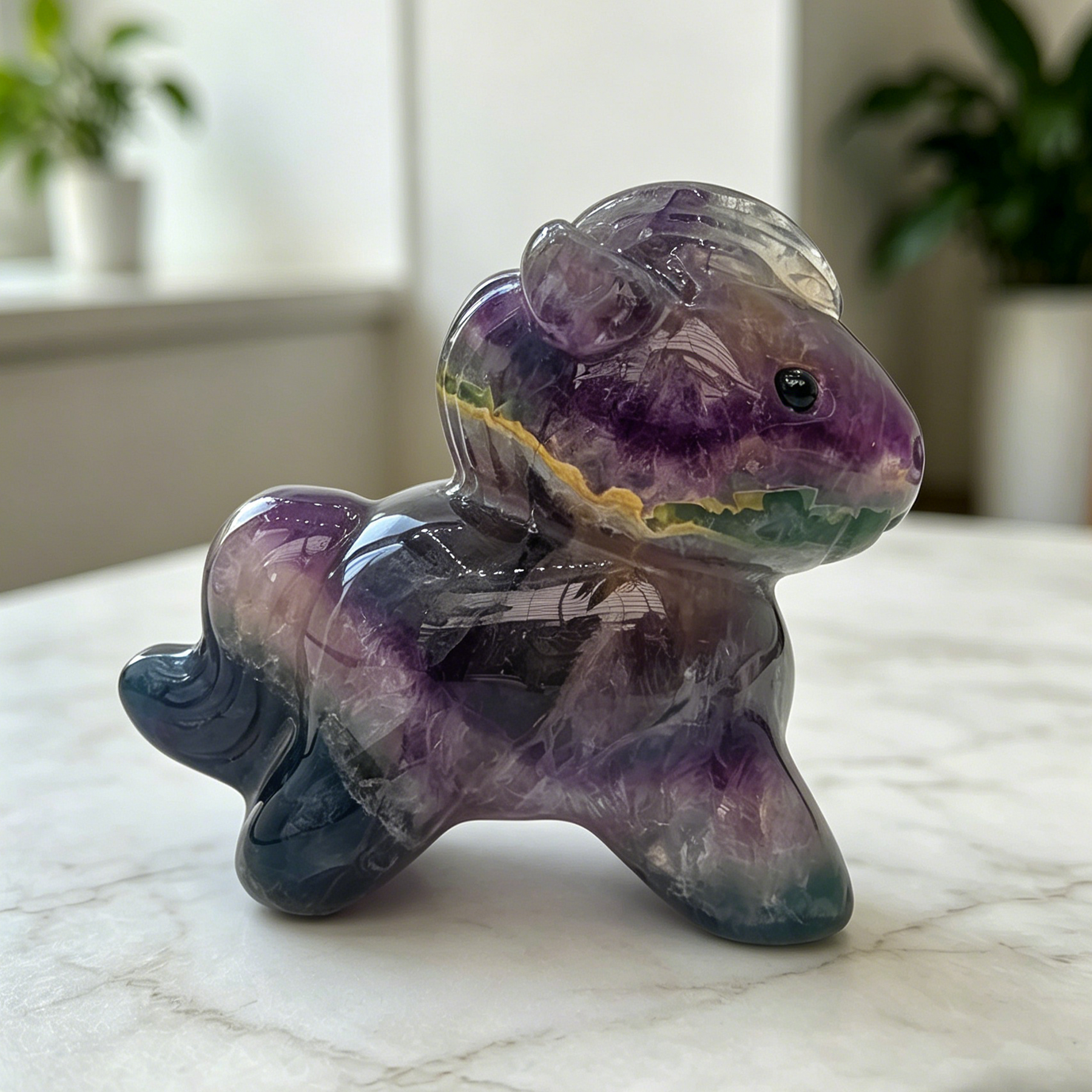 Fluorite Cartoon Pony Jade Carving - Natural Jade — view 5
