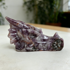 3 inch Dream Amethyst Chinese Dragon Skull - Natural Amethest Sculpture — view 6