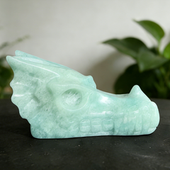 2.5 inch Amazonite Chinese Dragon Skull- Natural Jade Sculpture — view 6