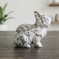 Grey Picture Jasper Rabbit Carving - Natural Gemstone — view 8