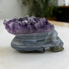 2 inch Amethyst Cluster Crown Crystal Skull - Natural Crystal — view 6