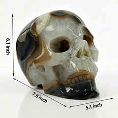 7.8 inch Carved Geode Agate Skull - Sculpture Carving — view 2