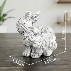 Grey Picture Jasper Rabbit Carving - Natural Gemstone — view 6