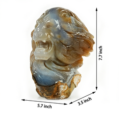 7.7 inch Yellow Chalcedony Lion Head Carving — view 3