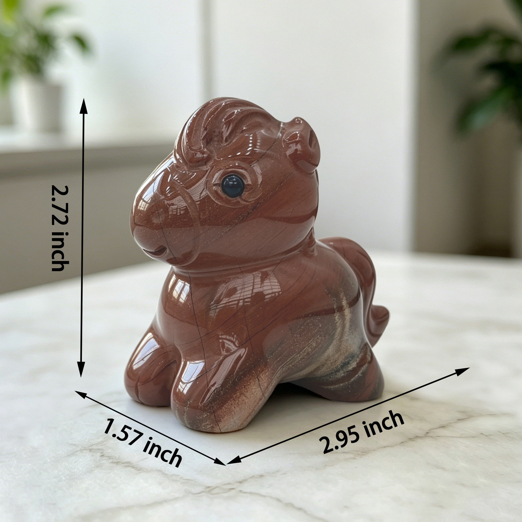 Red Jasper Cartoon Pony Carving — view 2