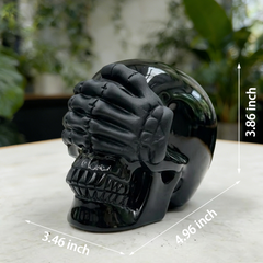 See No Evil Black Obsidian Skull - Natural Stone — view 2