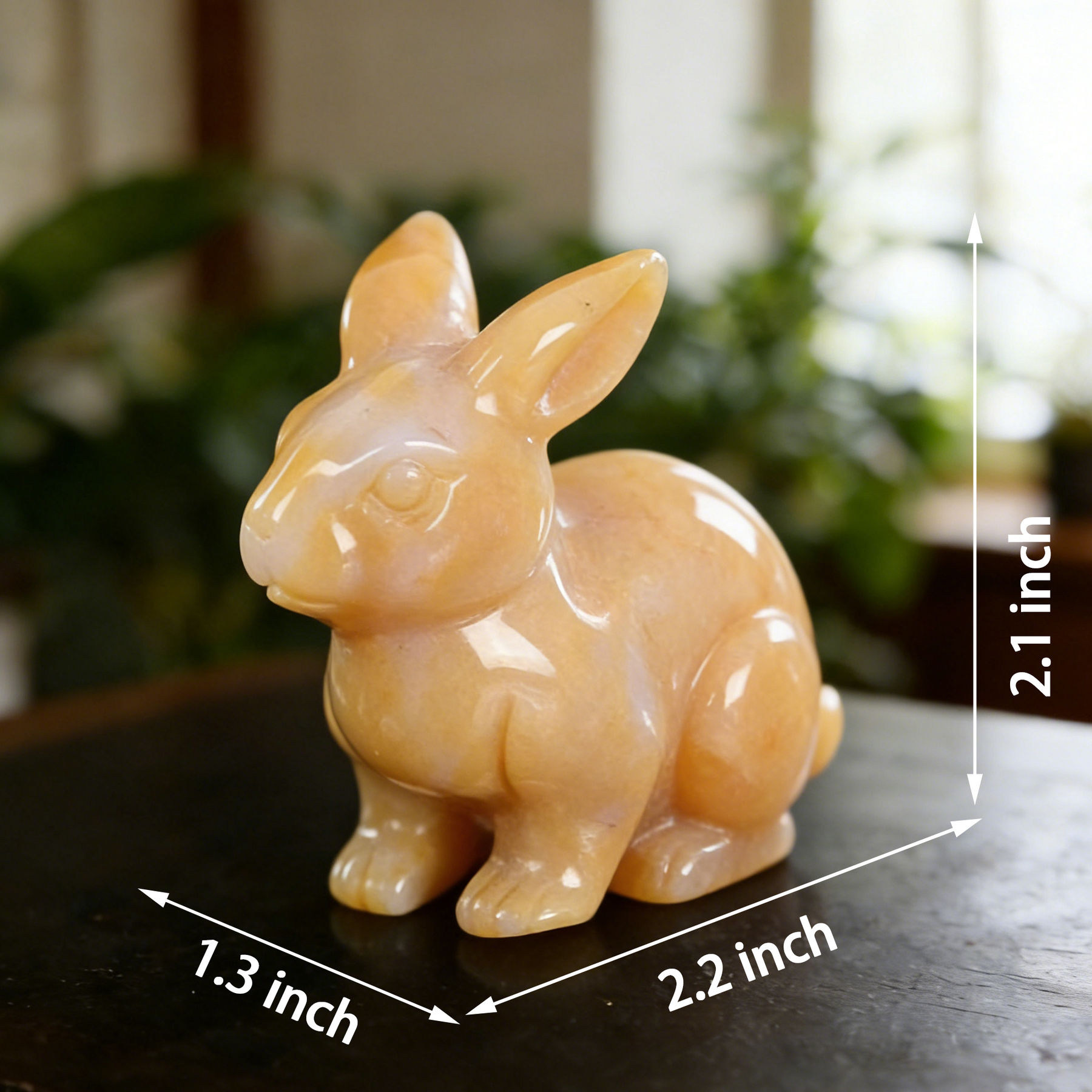 Yellow Chalcedony Rabbit Carving-Natural Stone Carving — view 2