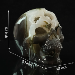 6.5 inch Carved Geode Agate Skull - Sculpture Carving — view 2